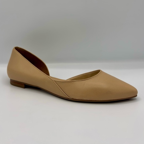 MARC FISHER Sunny Half D'orsay Flat In Beige Leather Size 7.5 - Picture 2 of 12